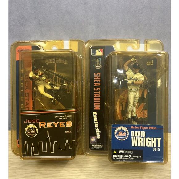 MCFARLANE 3" David Wright & Jose Reyes SHEA STADIUM NY Mets Exclusive Lot (2) - Picture 1 of 9